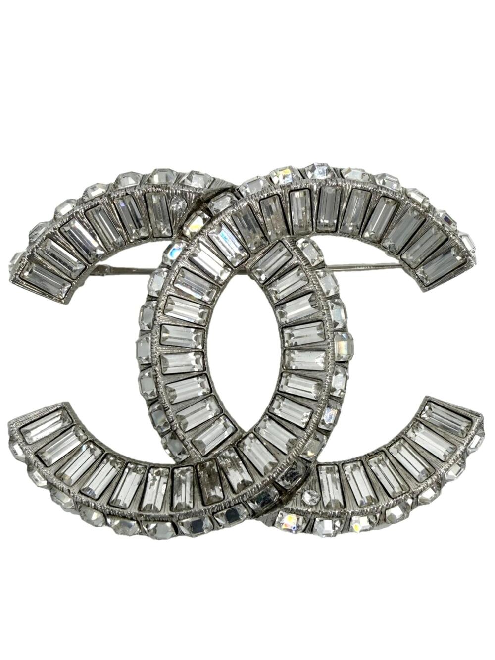Chanel Cc Logo Brooch Sterling Silver #343253C10B